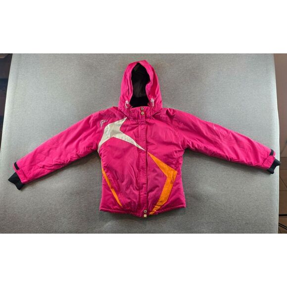 Obermeyer Girls Ski Jacket Size 14 Juniors Coat Pink Hooded Colorblock Insulated - Picture 2 of 14